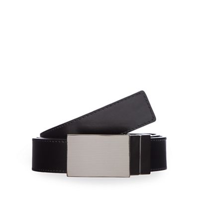The Collection Black coated bonded leather reversible plate buckle belt